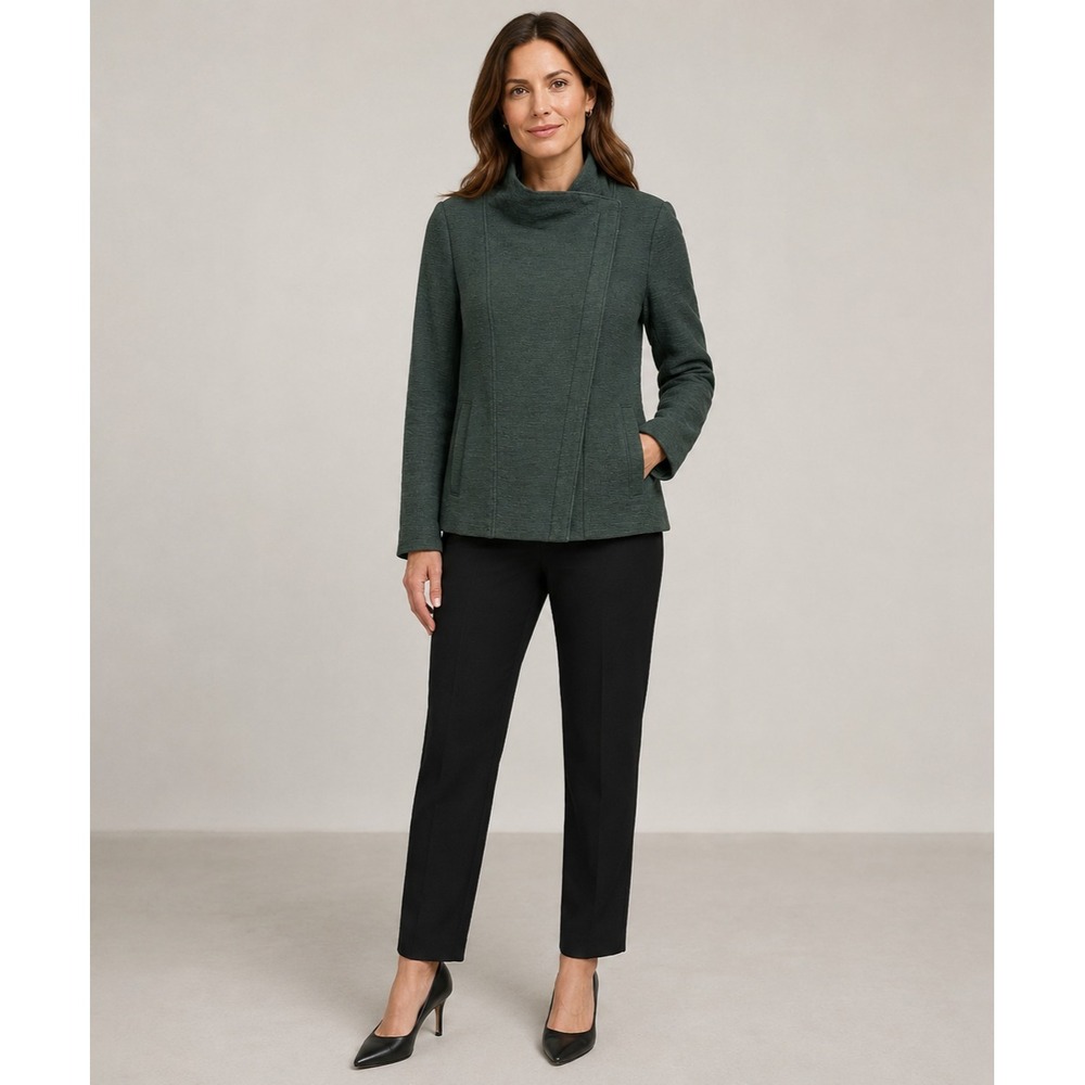 Vince Jacket Womens Small Green Cotton Asymmetrical Zip Pockets